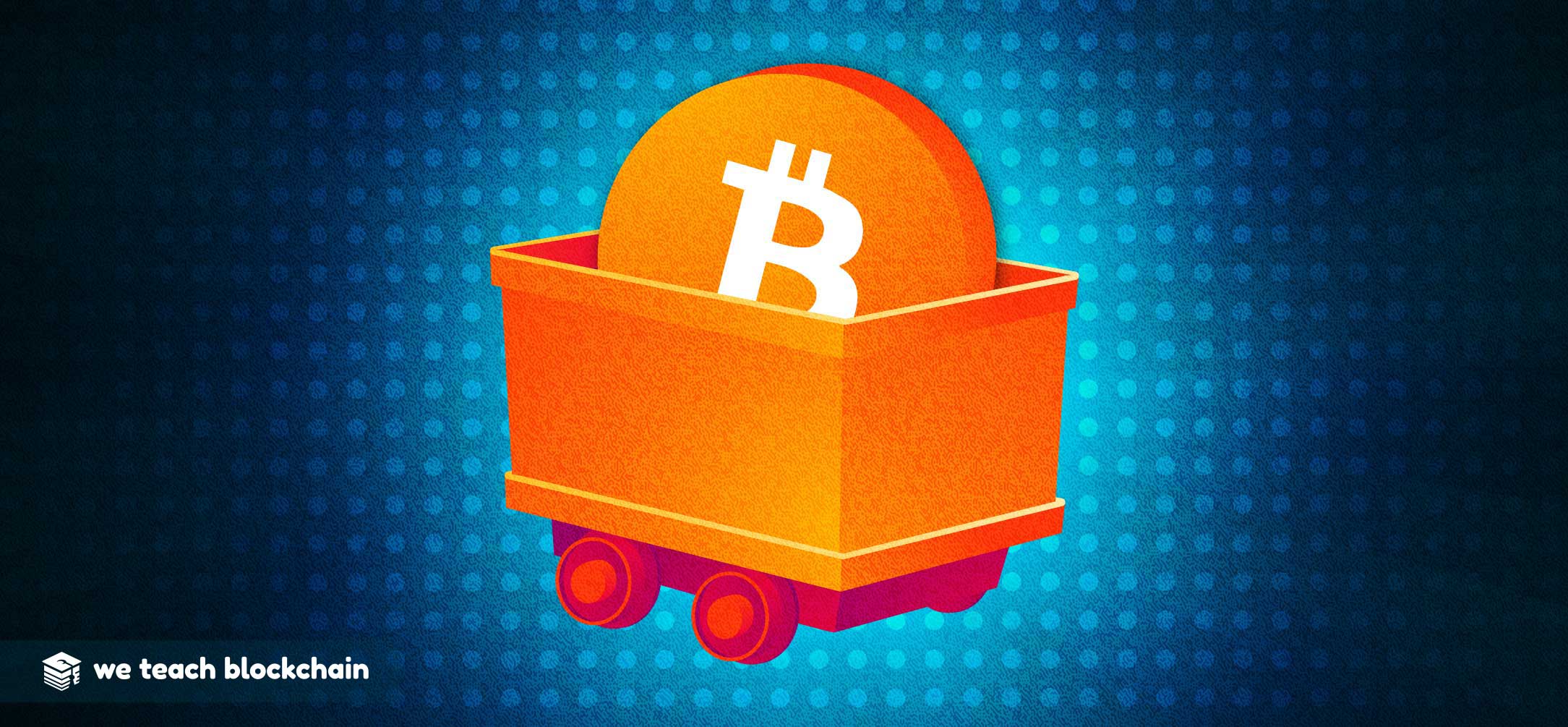 A bitcoin in a minecart