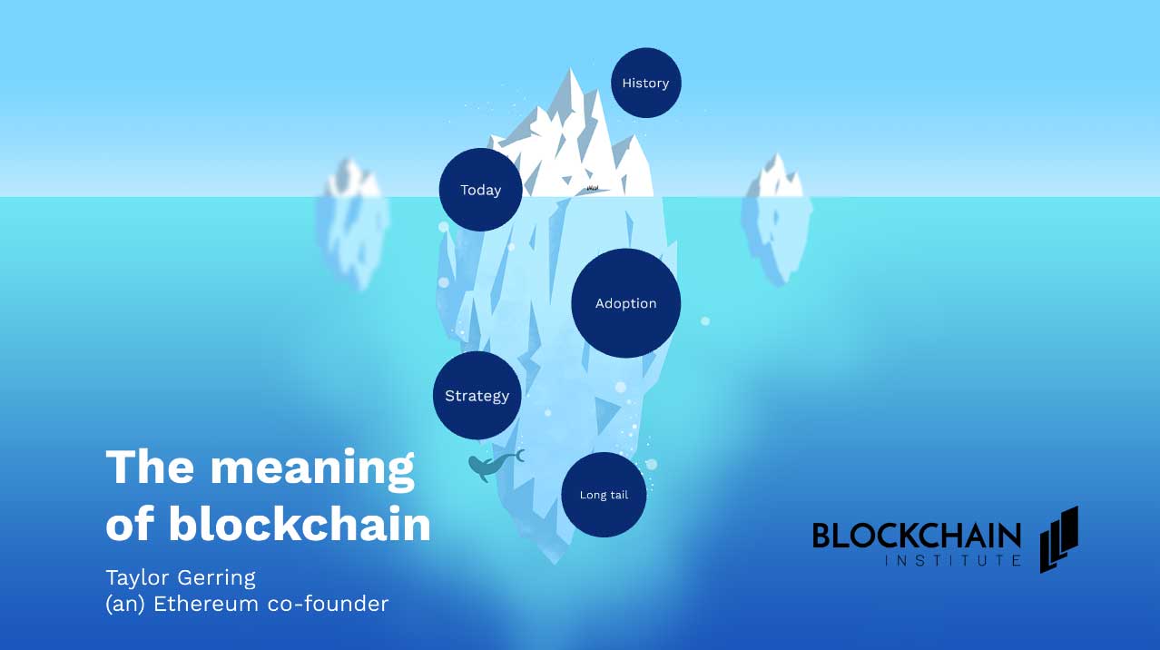 The meaning of blockchain promo image of iceberg representing blockchain's journey