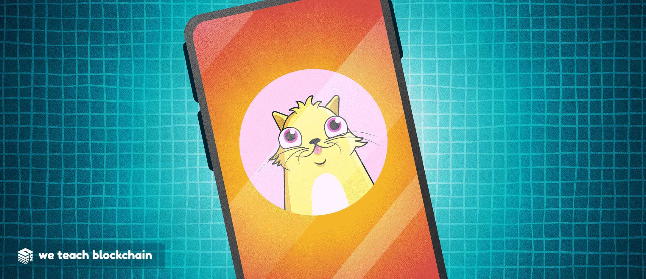 A phone displaying a Cryptokitty